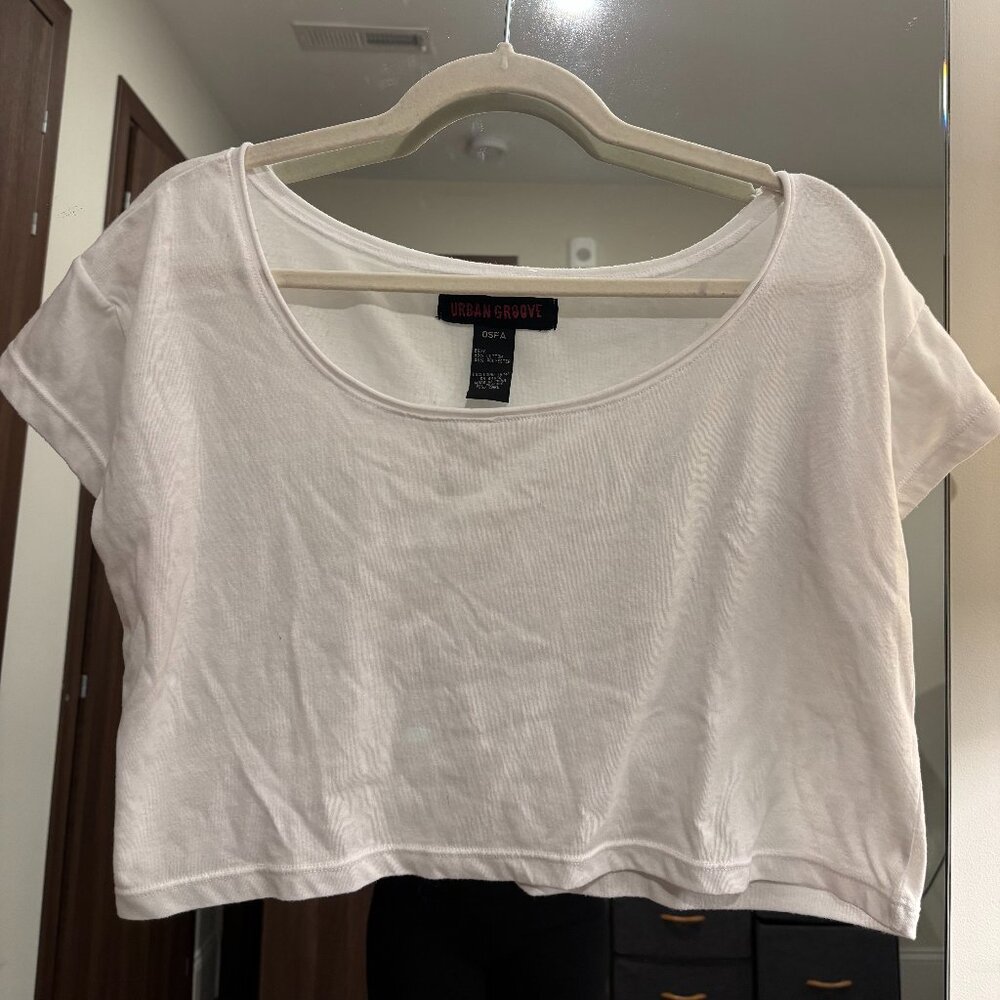 White loose-fitted crop top - O/S